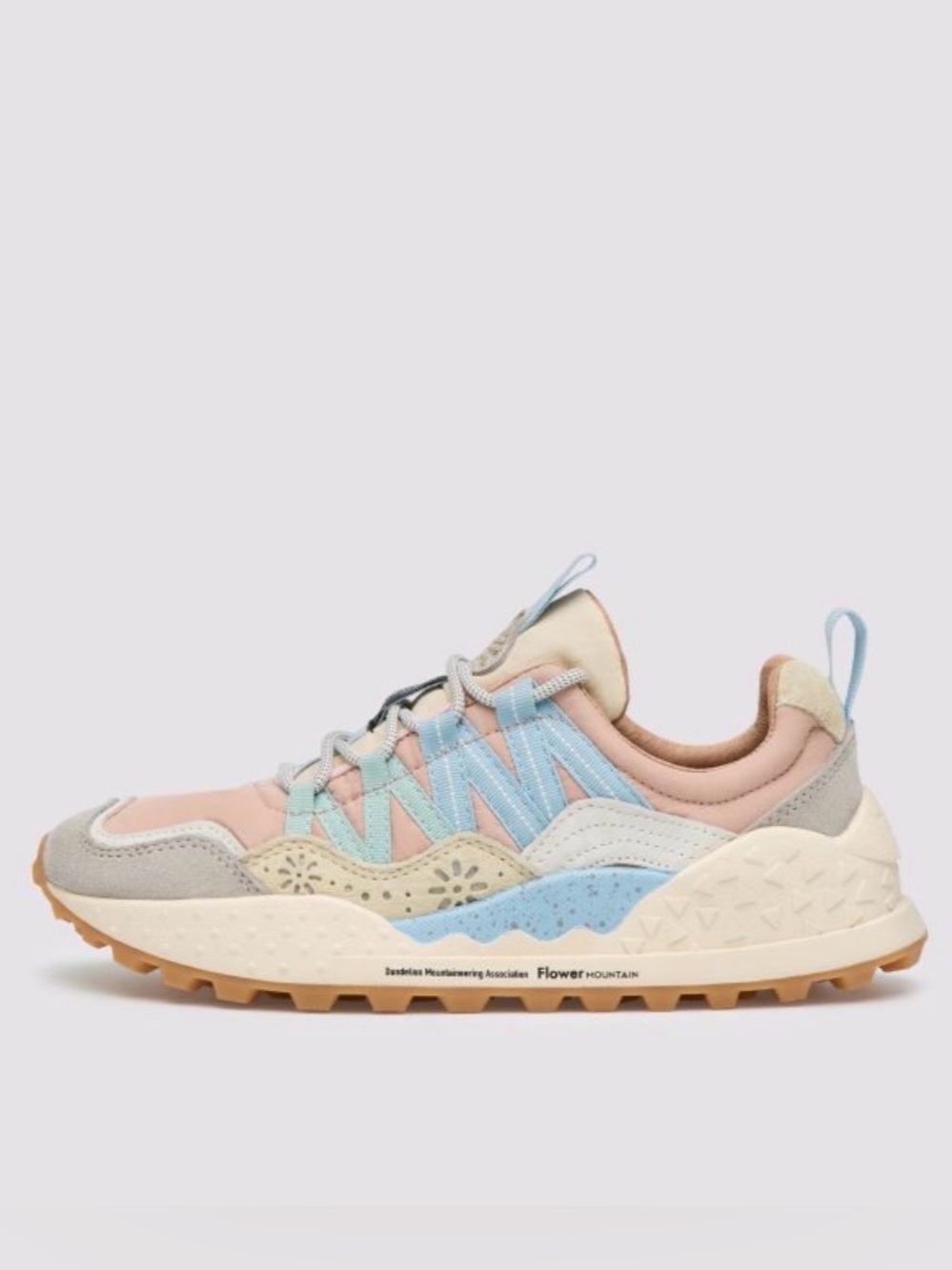 NWT Flower Mountain WASHI WOMAN Suede and technical fabric sneakers - Cream-Pink